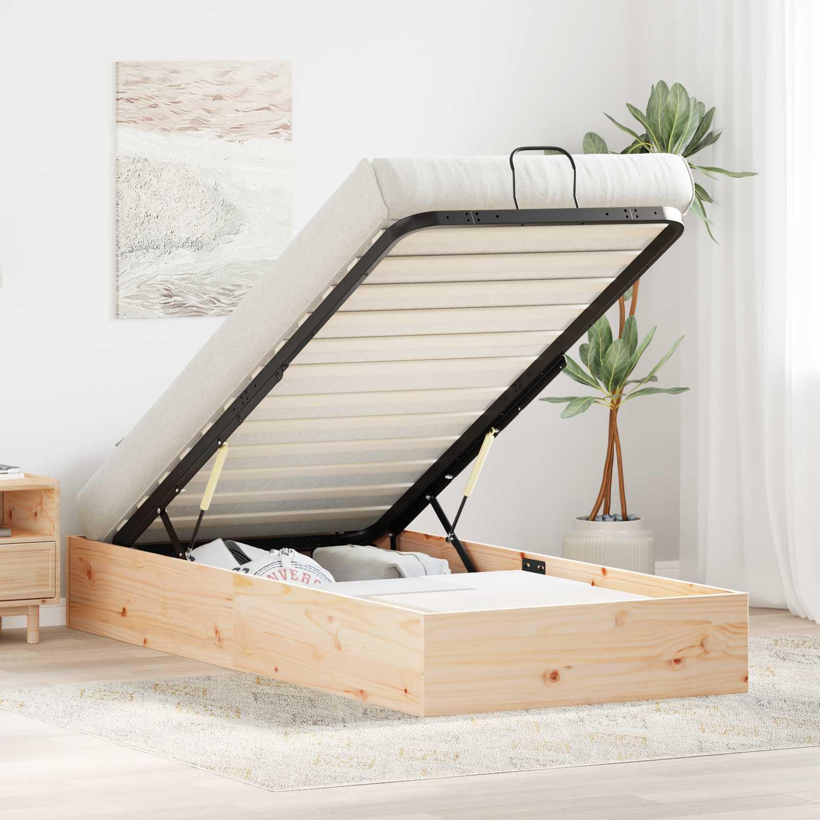 vidaXL Otmansengestel med opbevaring Naturfarvet 90 x 190 cm