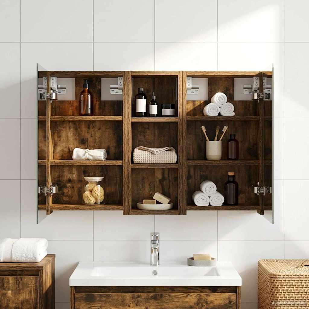 Badeværelsesskabsæt 3 stk 80 x 10,5 x 50 cm Konstrueret træ