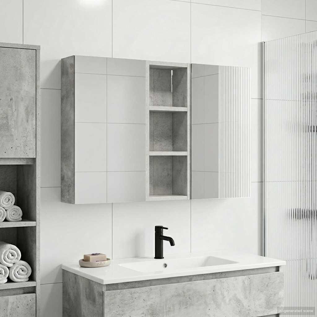 Badeværelsesskabsæt 3 stk 80 x 10,5 x 50 cm Konstrueret træ