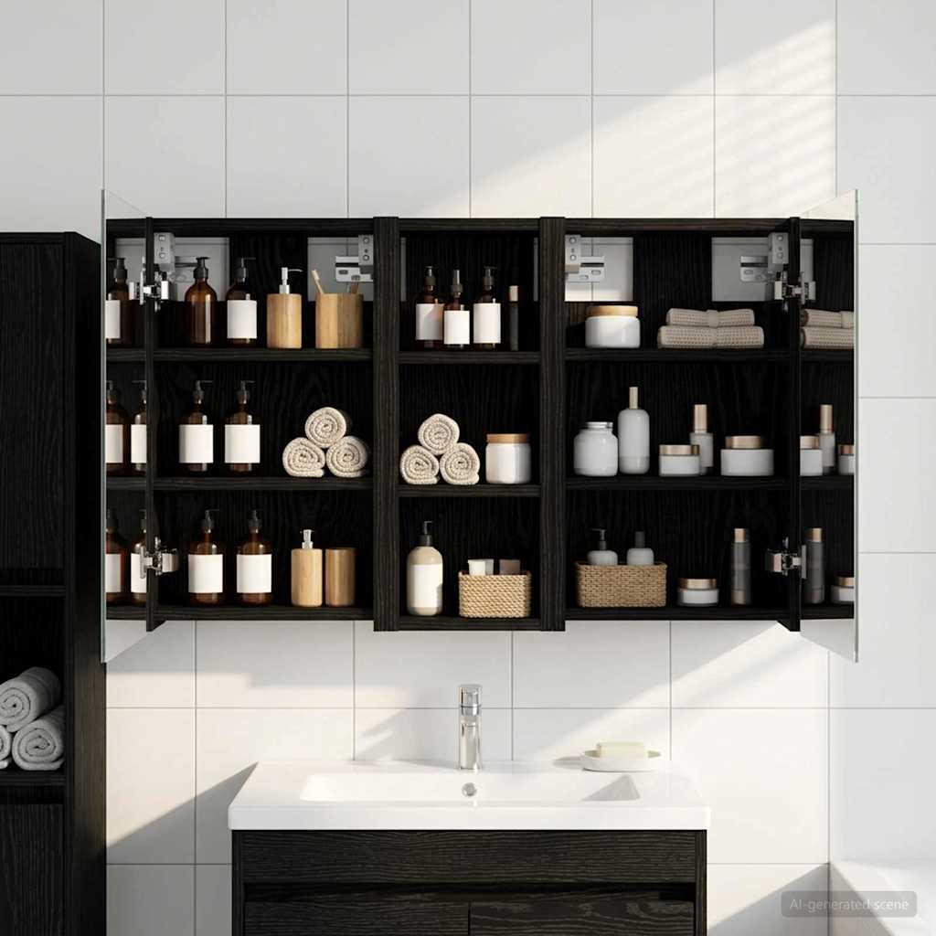 Badeværelsesskabsæt 3 stk 80 x 10,5 x 50 cm Konstrueret træ