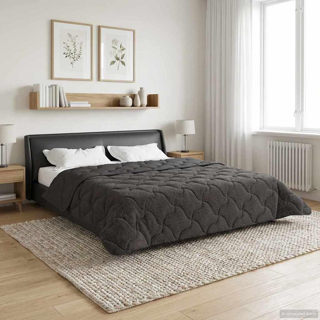 Vinter dyne Antracit 220 x 260 cm Mikrofiber og Teddy fleece