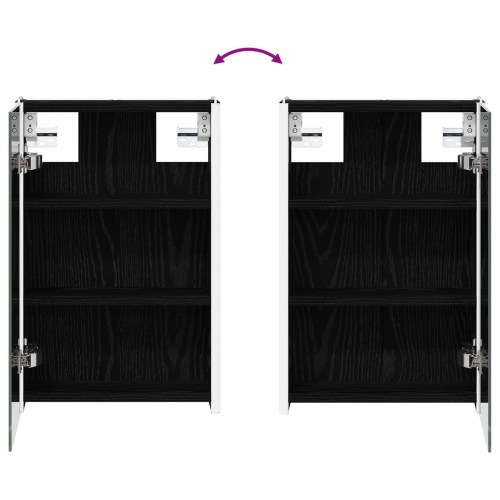 Badeværelsesspejlskab Sort eg 33 x 11,5 x 50 cm Konstrueret træ