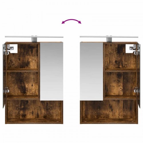 Badeværelsesspejlskab med hylde Røget eg 50 x 14,5 x 70 cm