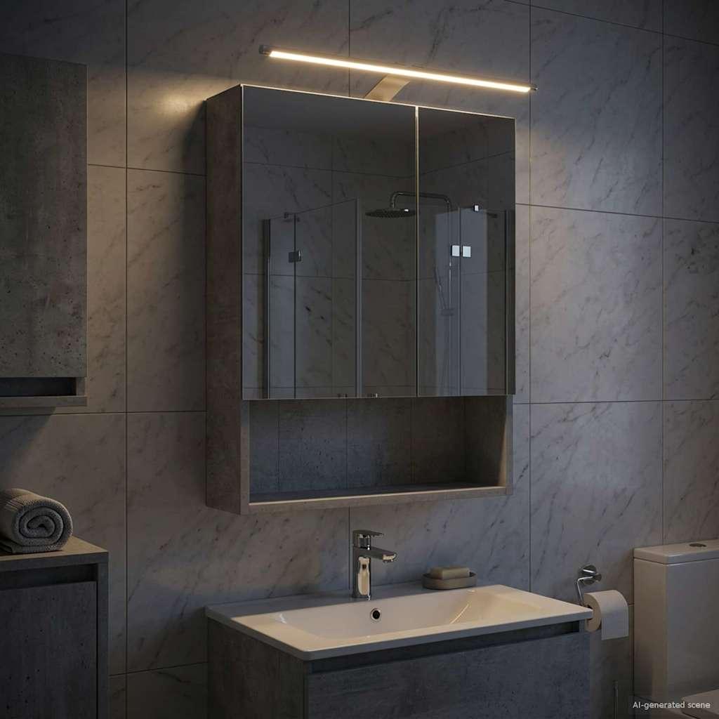 Badeværelsesspejlskab med hylde Beton Grå 50 x 14,5 x 70 cm