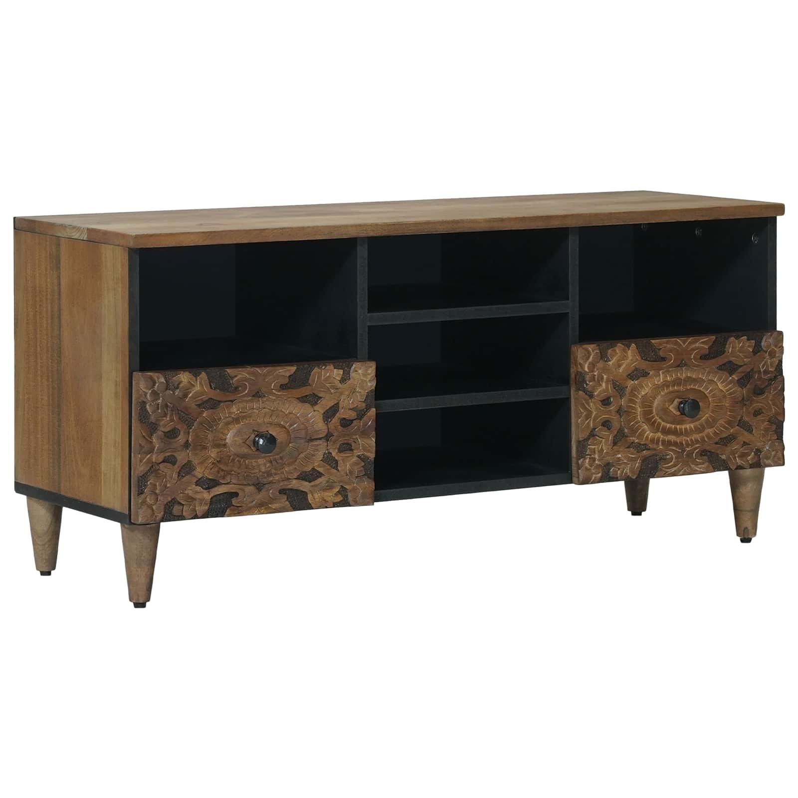 TV-skab med skuffe Brun 100 x 33,5 x 46 cm Massivt mangotræ