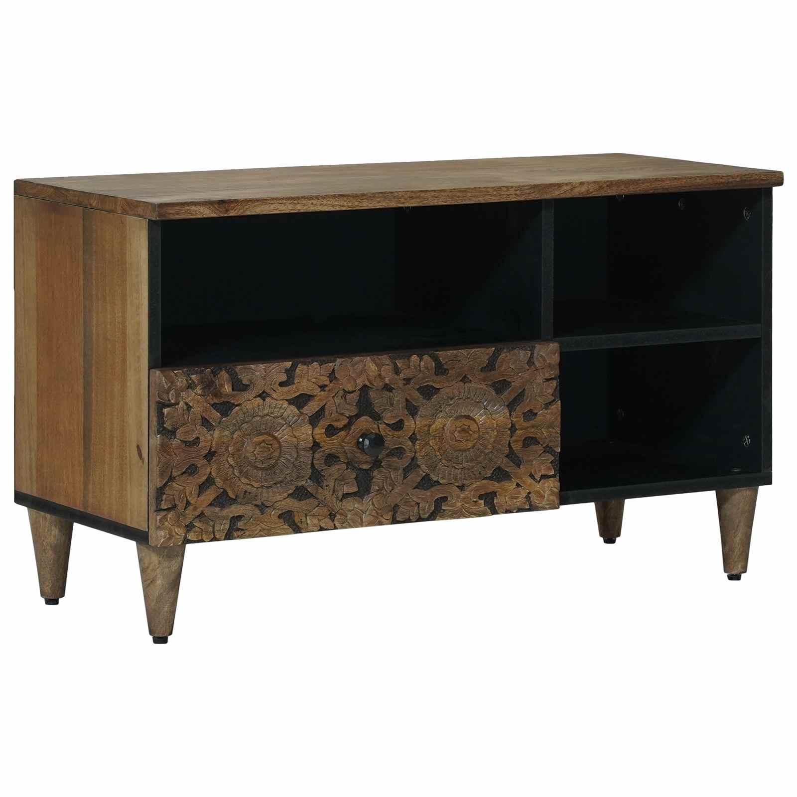 TV-skab med skuffe Brun 80 x 33,5 x 46 cm Massivt mangotræ