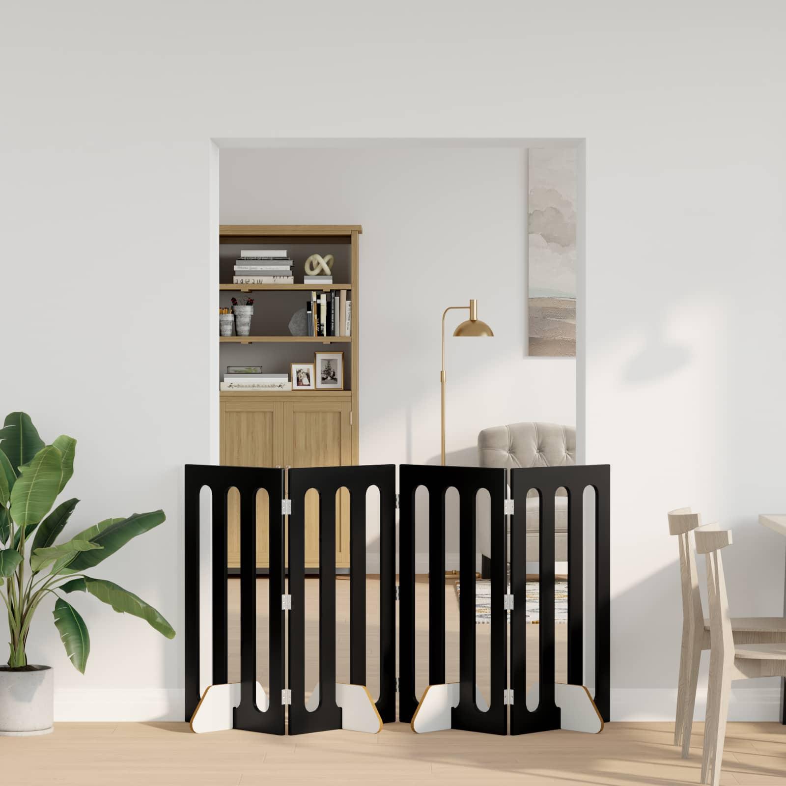 Foldbar hundegÃ¥rd 4 stk Sort Eg 201 x 38 x 90 cm