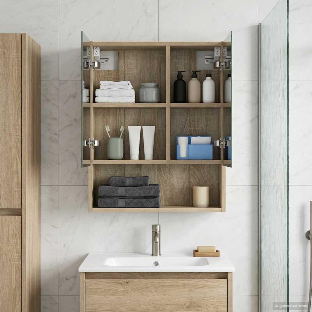 BadevÃ¦relsesspejlskab med hylde Sonoma eg 50 x 14,5 x 70 cm