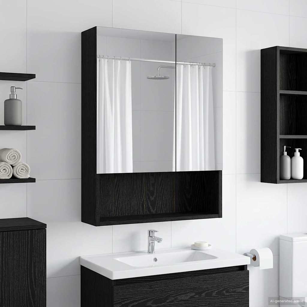 BadevÃ¦relsesspejlskab Sort eg 50 x 14,5 x 70 cm Konstrueret trÃ¦
