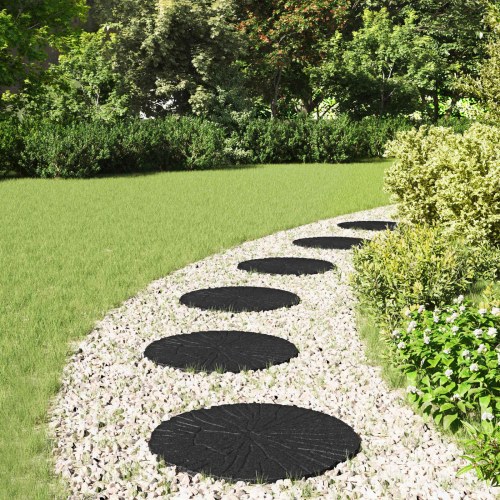 Trædesten 6 stk Sort Ø 45 x 1,8 cm Gummi