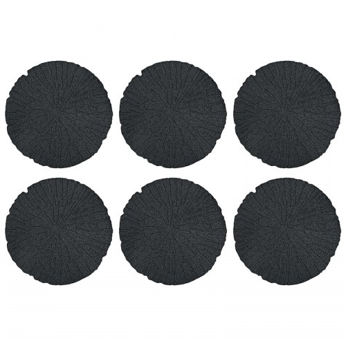 Trædesten 6 stk Sort Ø 45 x 1,8 cm Gummi