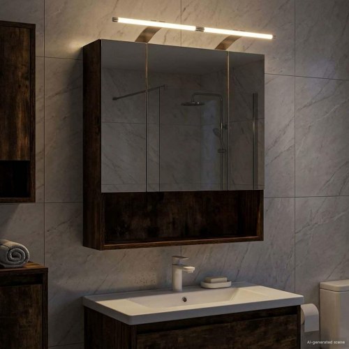 Badeværelsesspejlskab med hylde Røget eg 60 x 14.5 x 70 cm