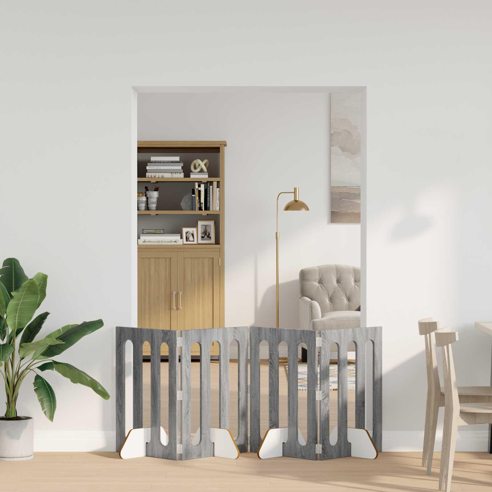 Foldbar hundegÃ¥rd 4 stk GrÃ¥ Sonoma 201 x 38 x 70 cm
