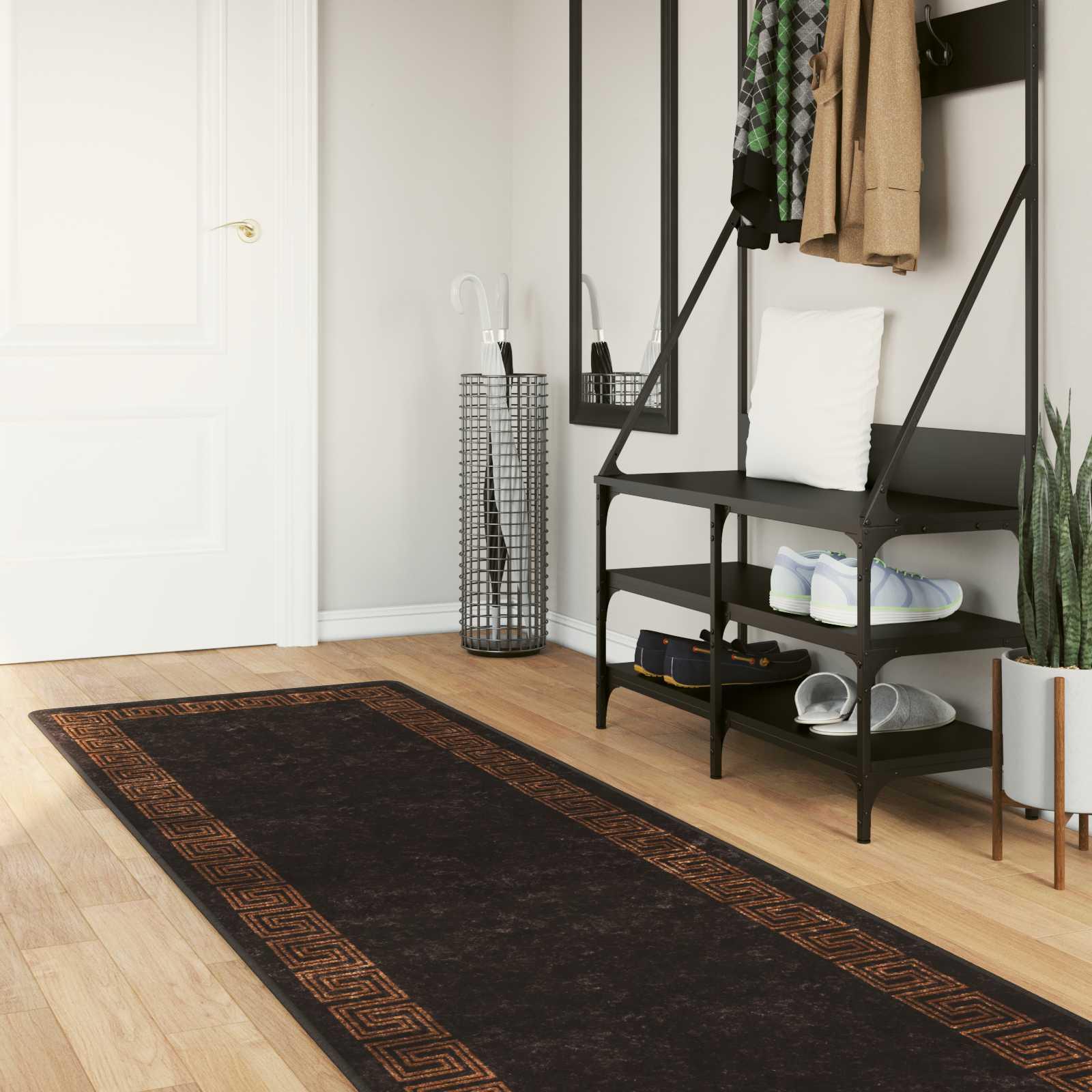 Tæppe Runner MARSA Sort 100 x 450 cm Polyester og PVC