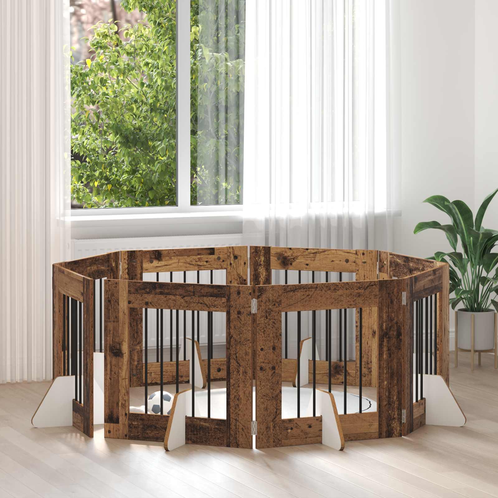 Hundehegn med stativer 8 stk Gammelt træ 60 x 60 cm
