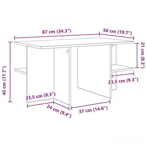 Sofabord Røget Eg 87 x 50 x 45 cm Konstrueret træ