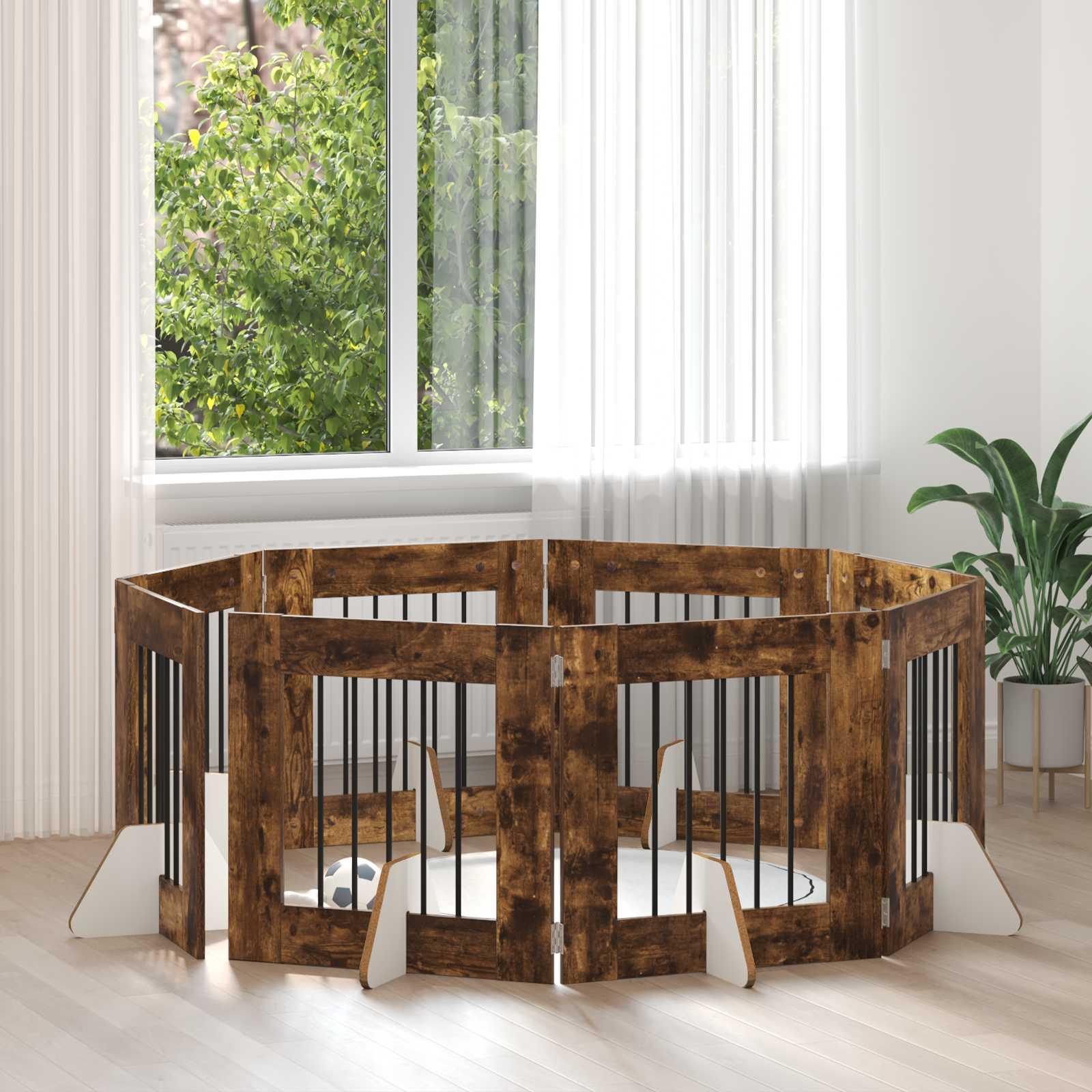 Hundehegn med stativer 8 stk Røget eg 60 x 60 cm