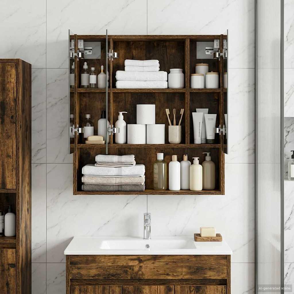 Badeværelsesspejlskab med hylde Røget eg 60 x 14.5 x 70 cm