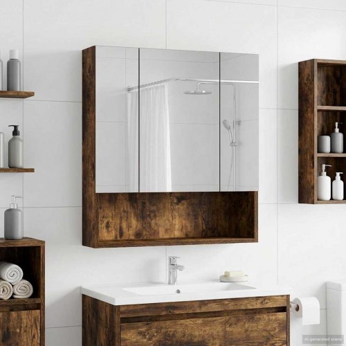 Badeværelsesspejlskab med hylde Røget eg 60 x 14.5 x 70 cm