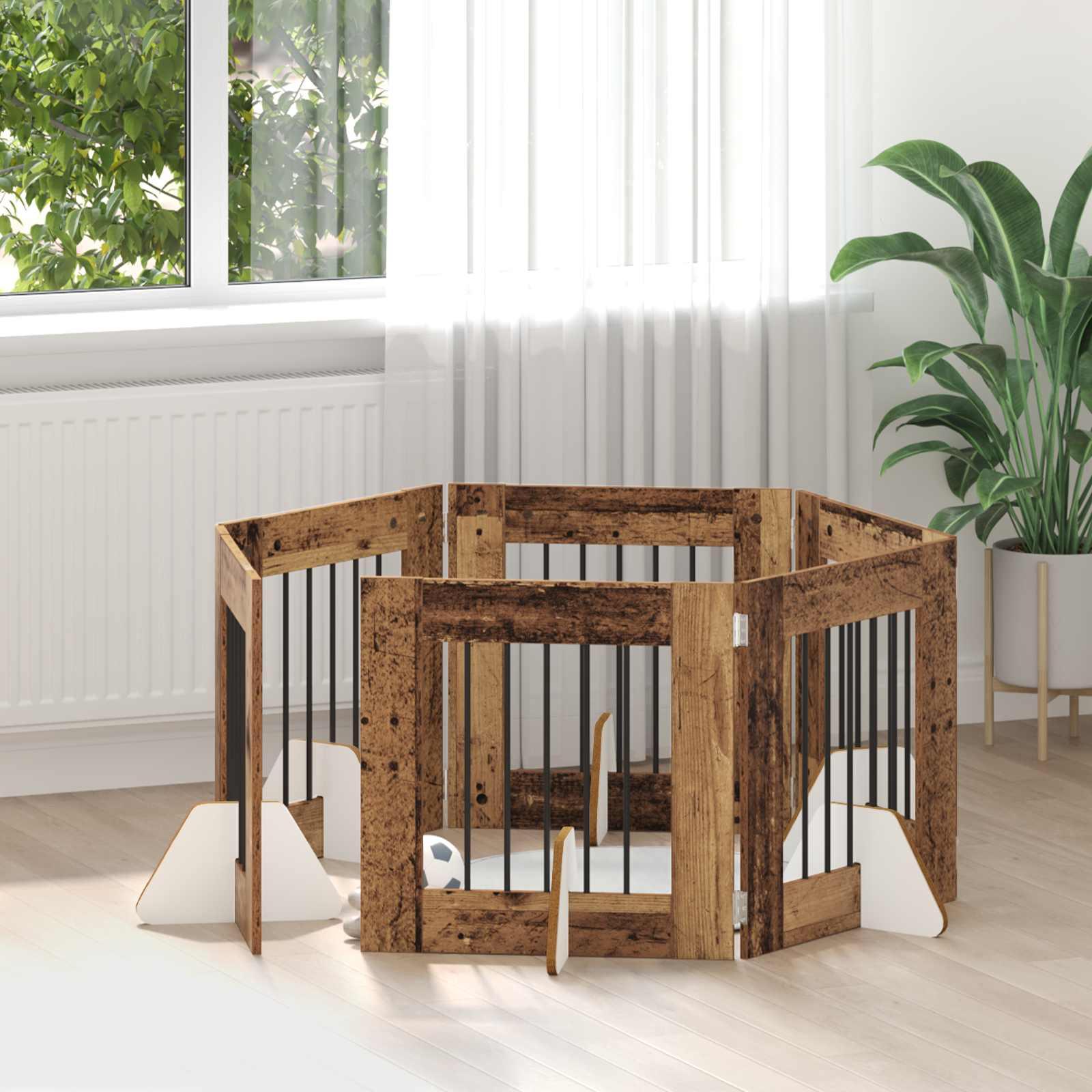 Hundehegn med stativer 6 stk Gammelt træ 60 x 60 cm