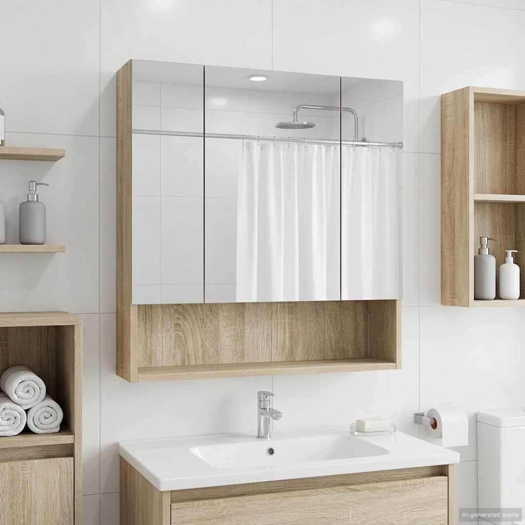 BadevÃ¦relsesspejlskab med hylde Sonoma eg 60 x 14.5 x 70 cm