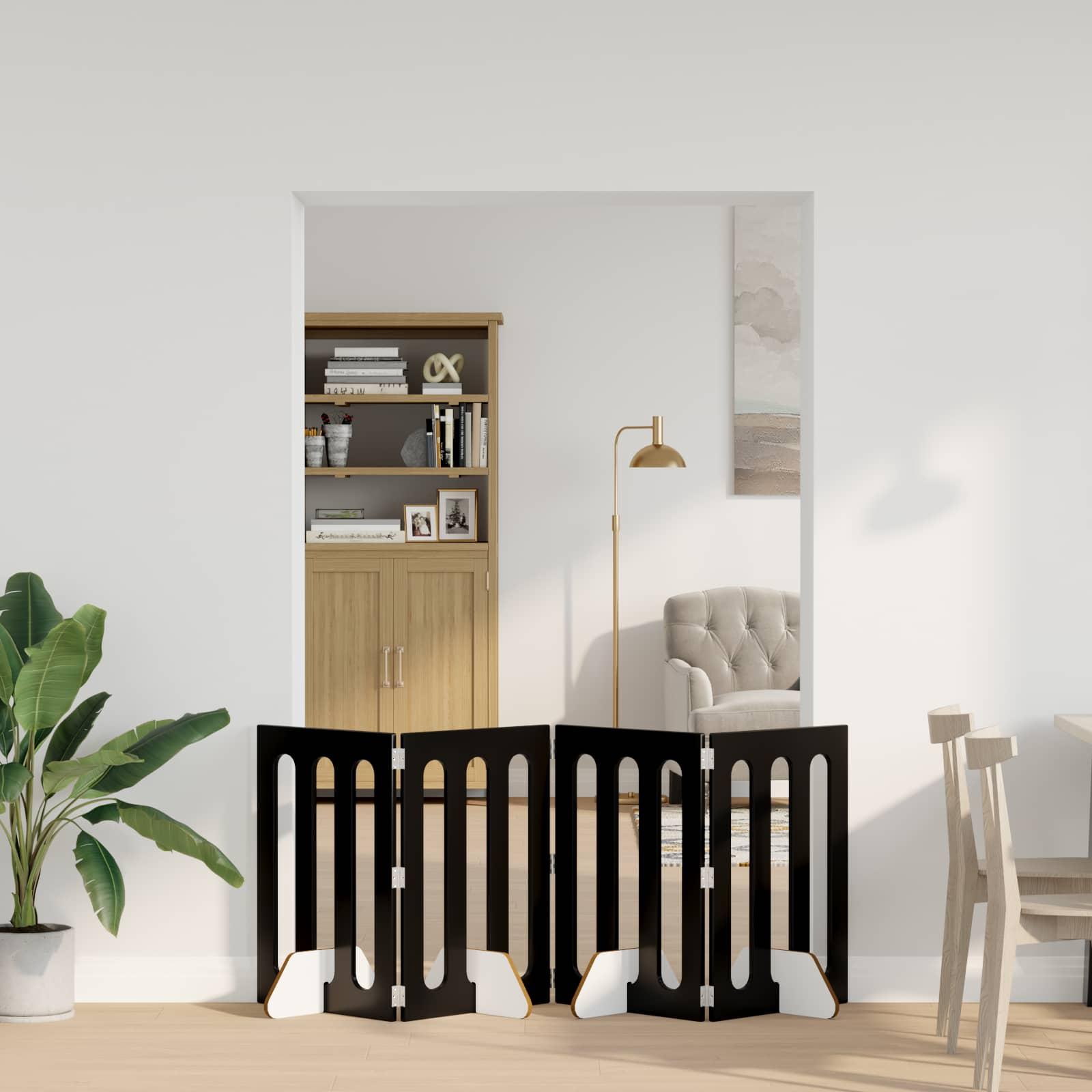 Foldbar hundegÃ¥rd 4 stk Sort Eg 201 x 38 x 70 cm