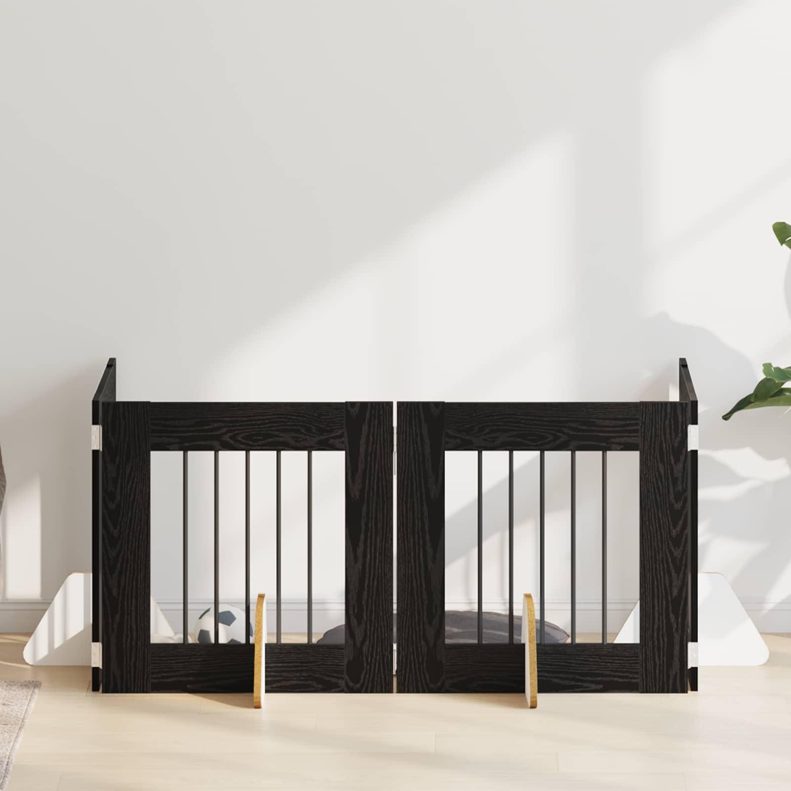 Hundehegn med stativer 4 stk Sort eg 60 x 60 cm Konstrueret træ