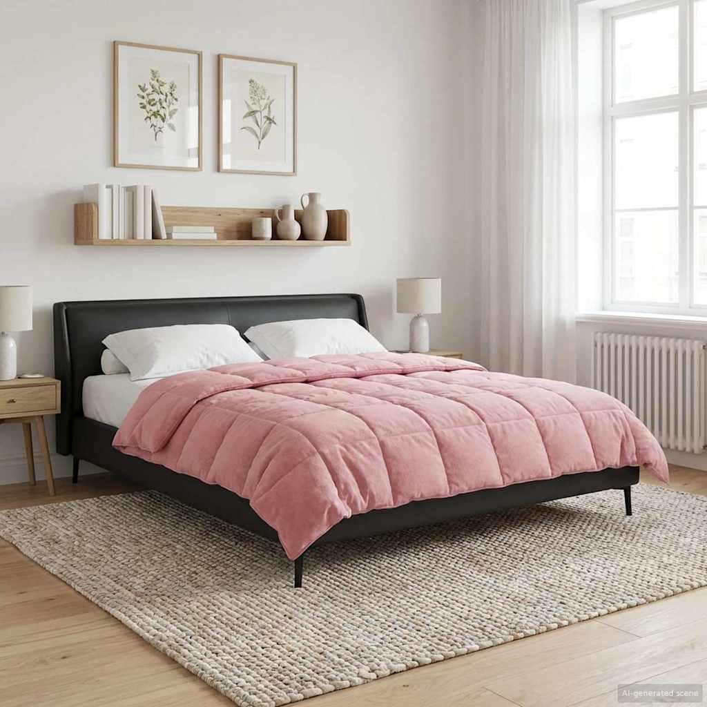 Helårs Dyne Mikrofiber Og Teddy Fleece - Lyserød / 200 x 200 cm