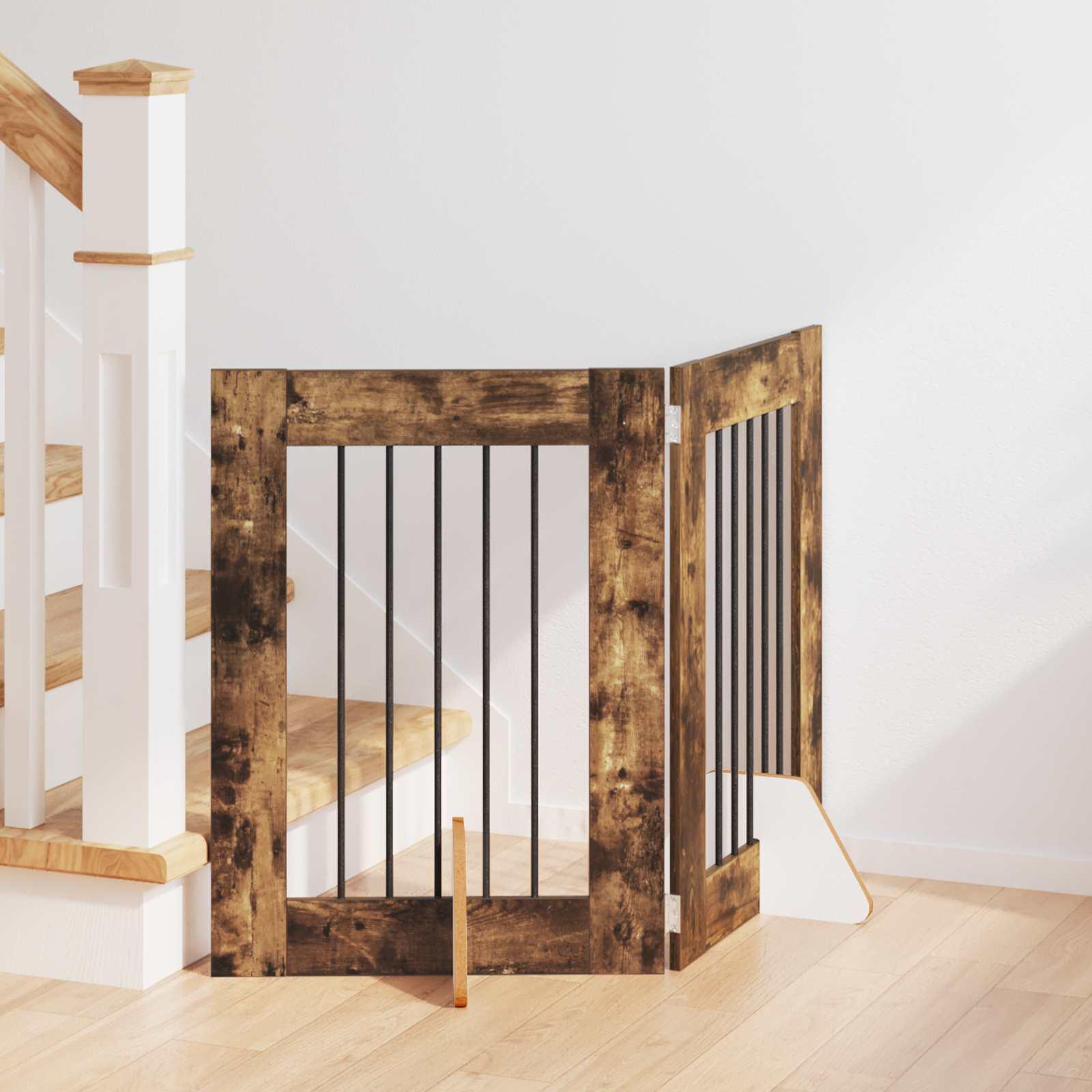 Hundehegn med stativer 2 stk Røget eg 60 x 60 cm