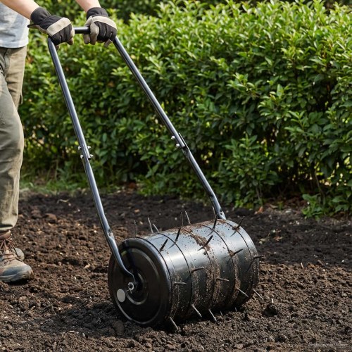 Plæneruller med Aerator Klips Sort 110 x 52 cm Jern