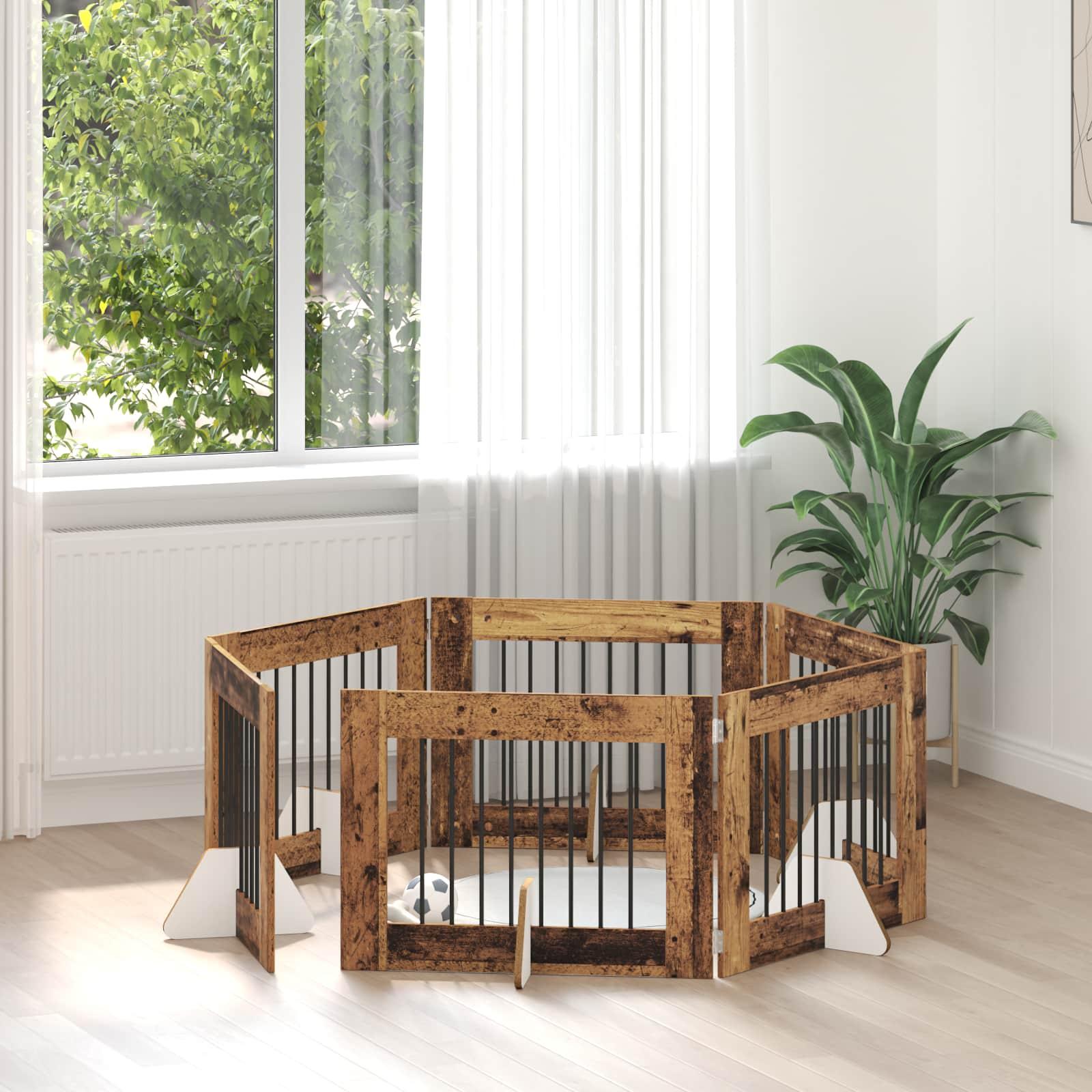 Hundehegn med stativer 6 stk Gammelt træ 80 x 60 cm