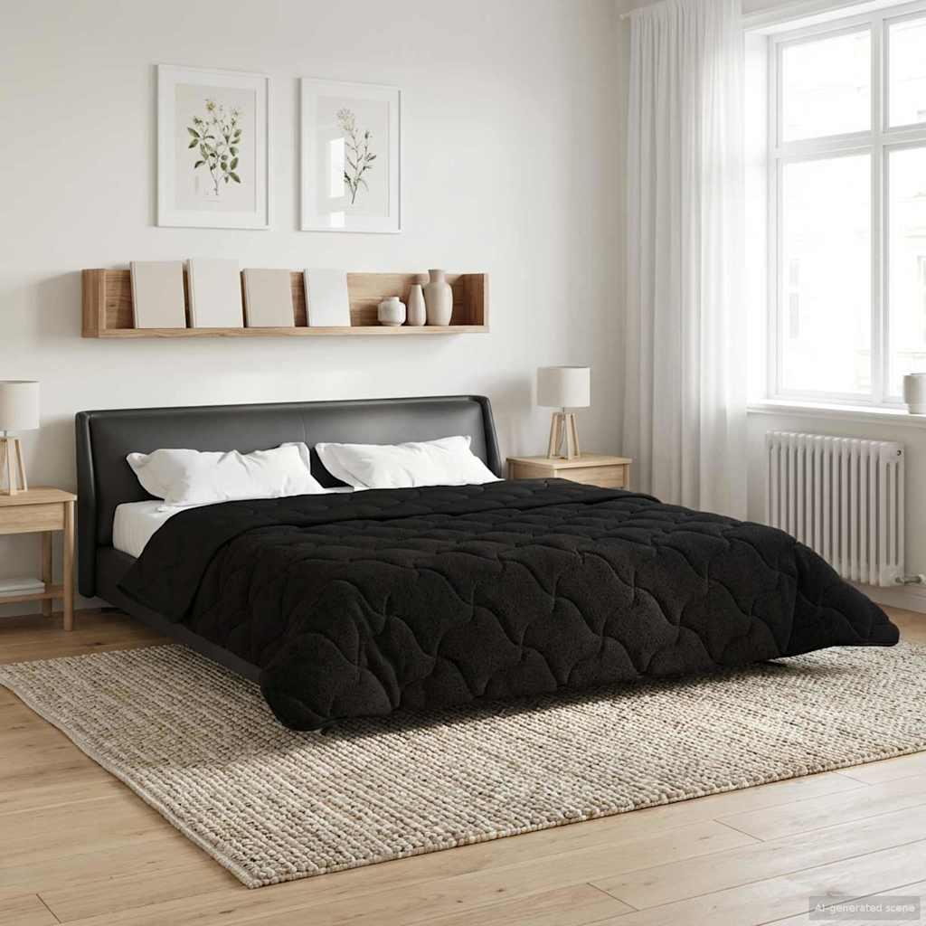 Helårs Dyne Mikrofiber Og Teddy Fleece - Sort / 260 x 220 cm