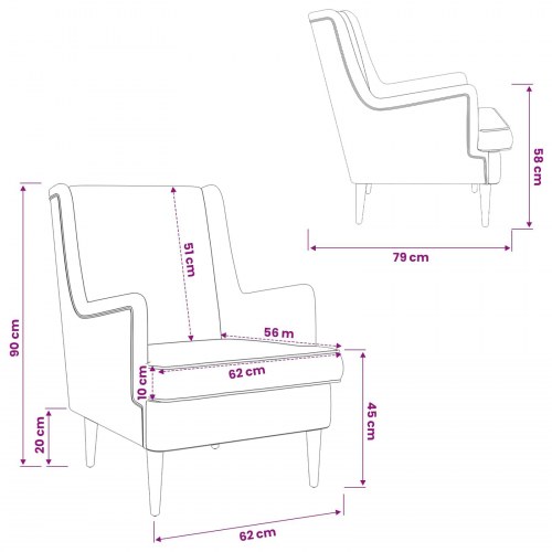 Lænestol Lyserød Uldstof