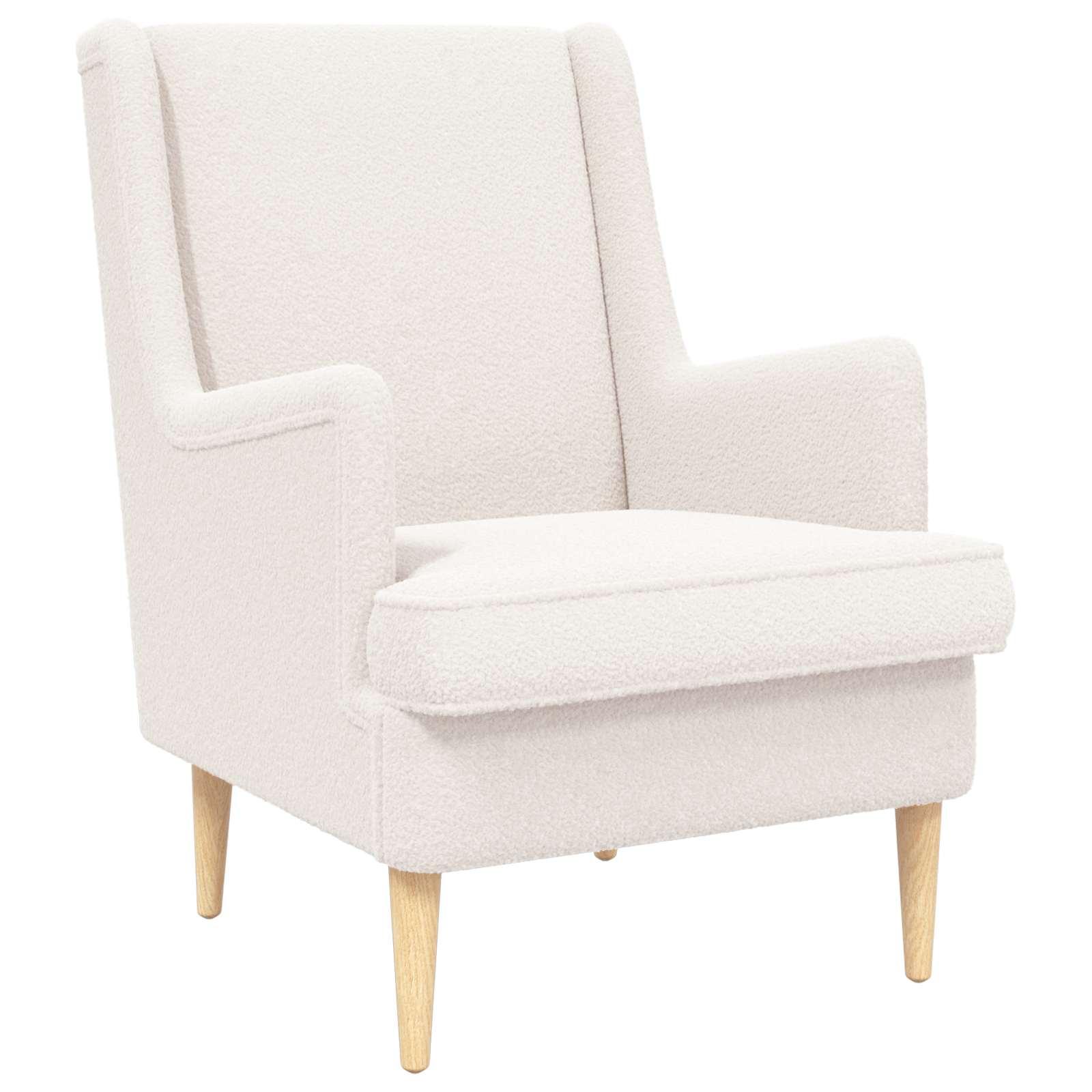 Lænestol i cremefarvet bouclé - elegant loungestol til stue og soveværelse