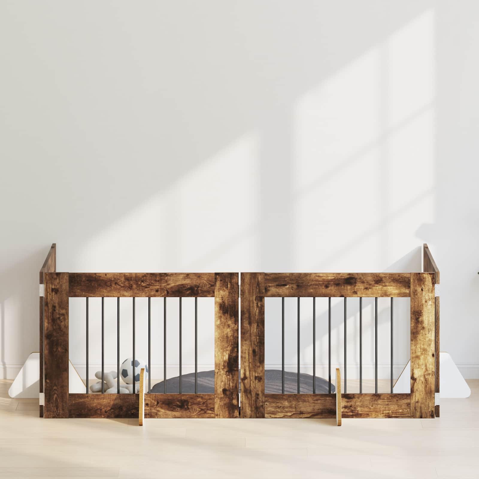 Hundehegn med stativer 4 stk Røget eg 80 x 60 cm