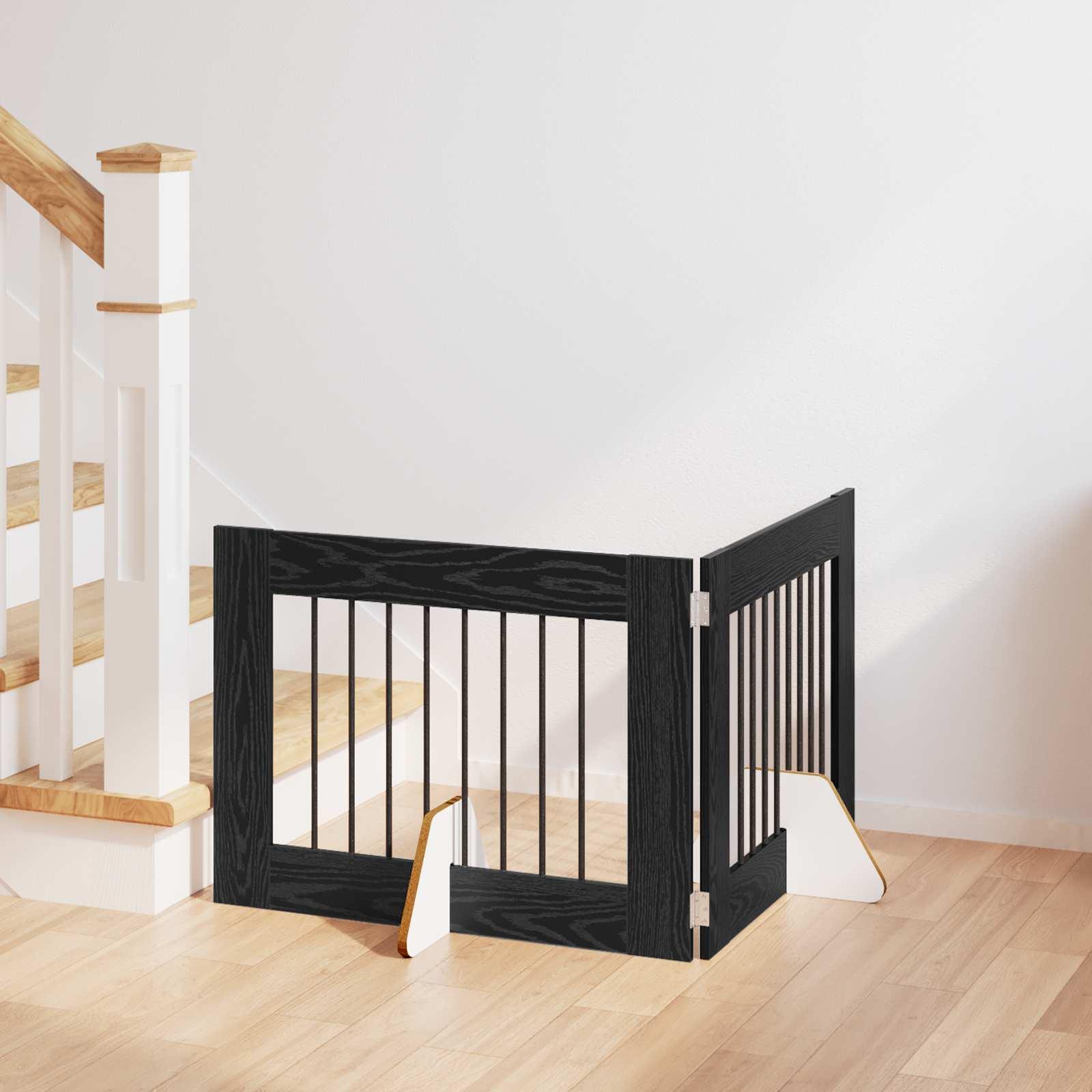 Hundehegn med stativer 2 stk Sort eg 80 x 60 cm Konstrueret træ