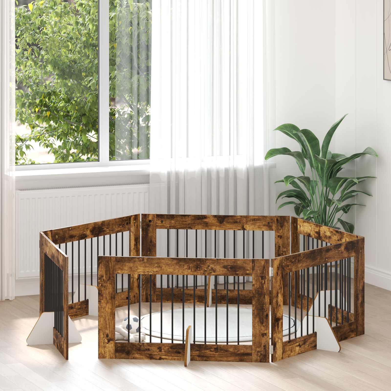 Hundehegn med stativer 6 stk Røget eg 100 x 60 cm