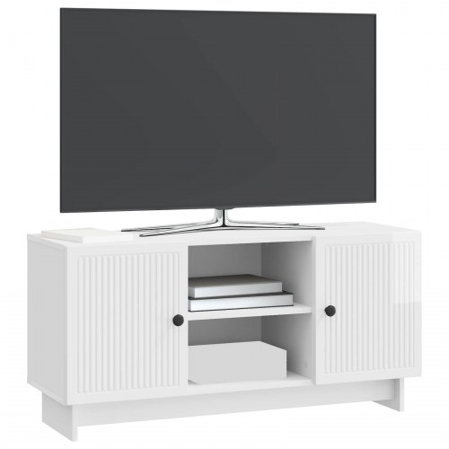 TV-skab Høj gloss hvid 102 x 34,5 x 50 cm Konstrueret træ