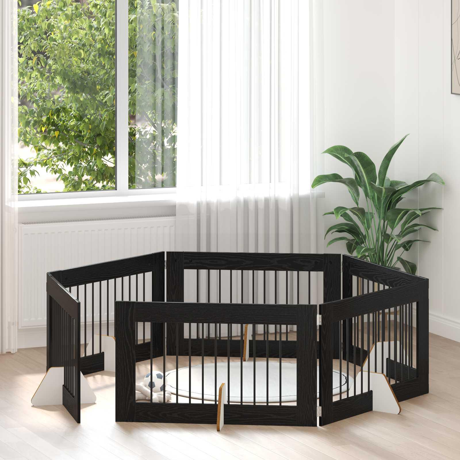 Hundehegn med stativer 6 stk Sort eg 100 x 60 cm