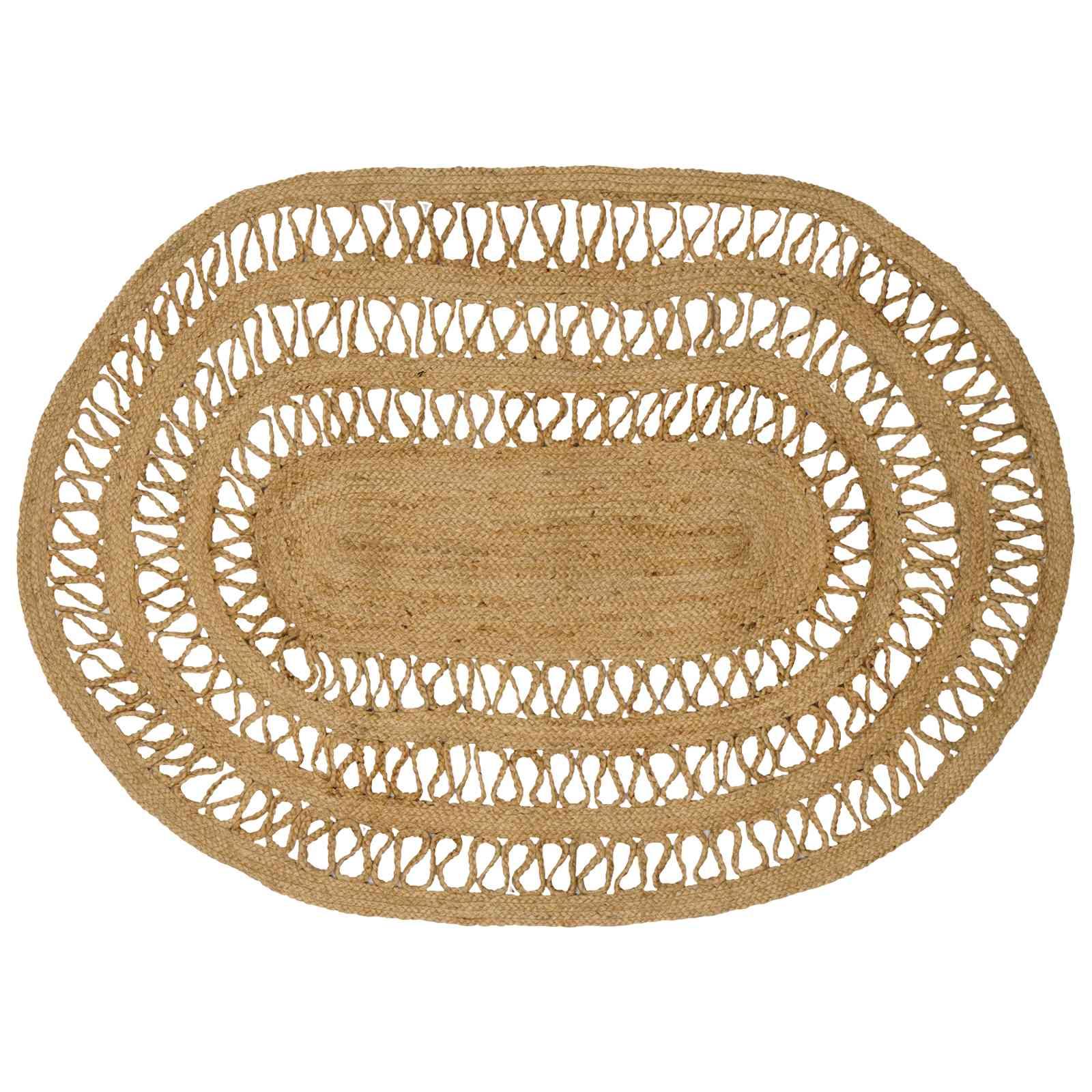 Områdetæppe i jute - naturfarvet 100 × 152 cm, håndlavet