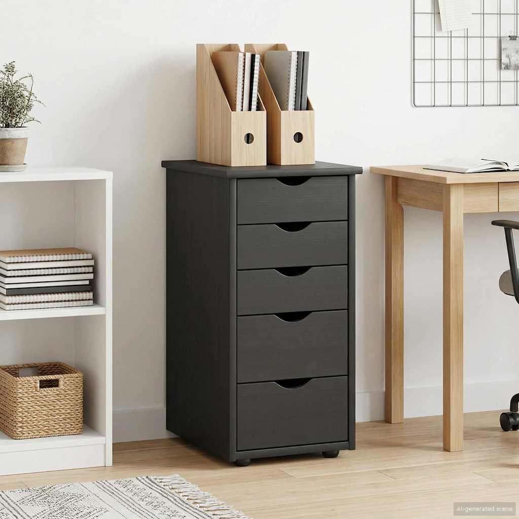 Kabinet Sort 34 x 39 x 61,5 cm Massivt fyrretræ