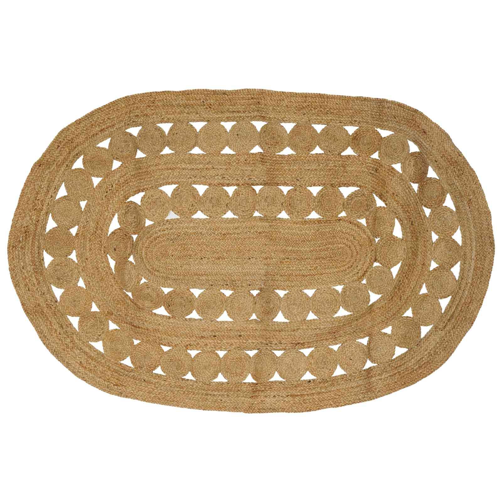 Områdetæppe i jute - naturfarvet 152 × 245 cm, håndlavet