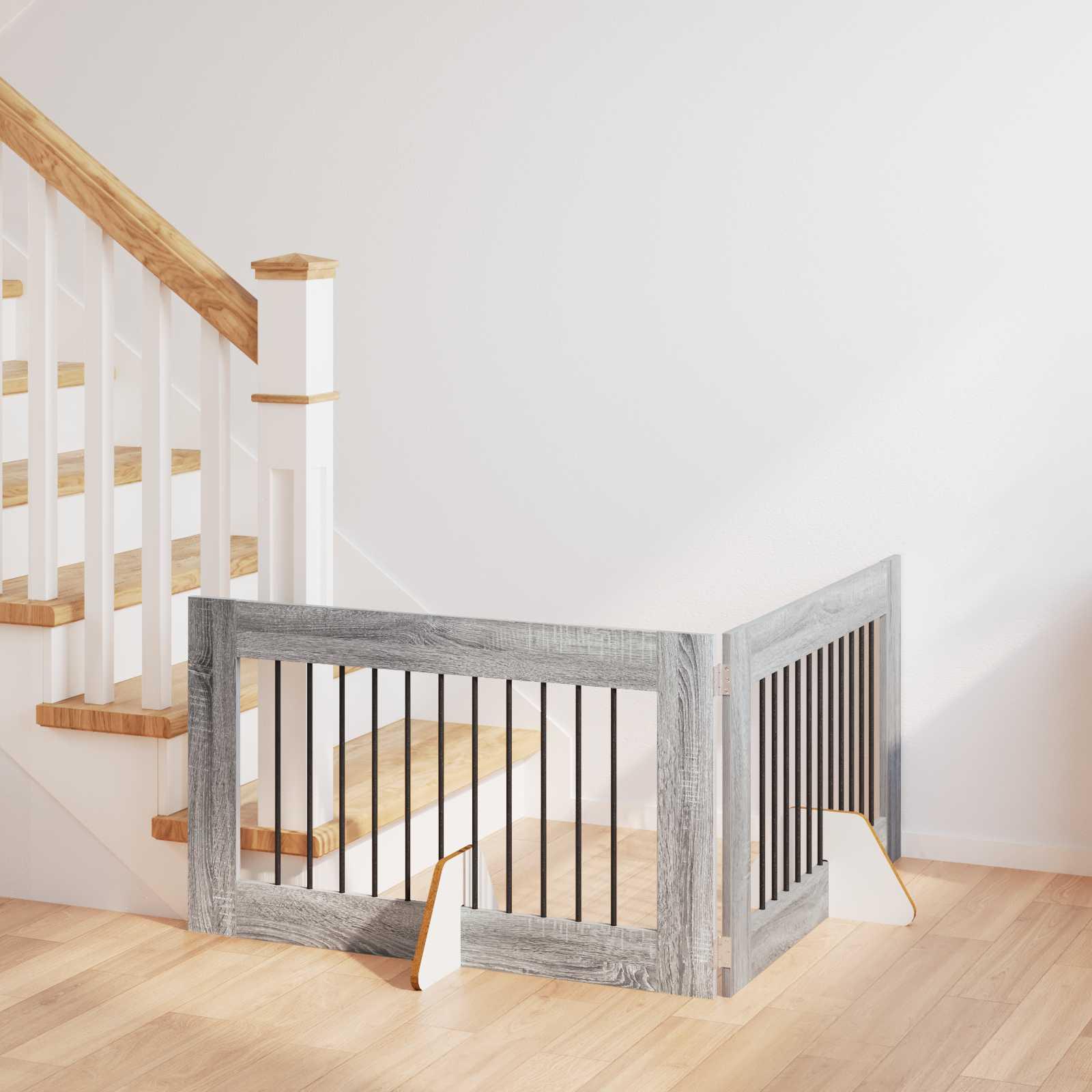 Hundehegn med stativer 2 stk Grå sonoma-eg 100 x 60 cm