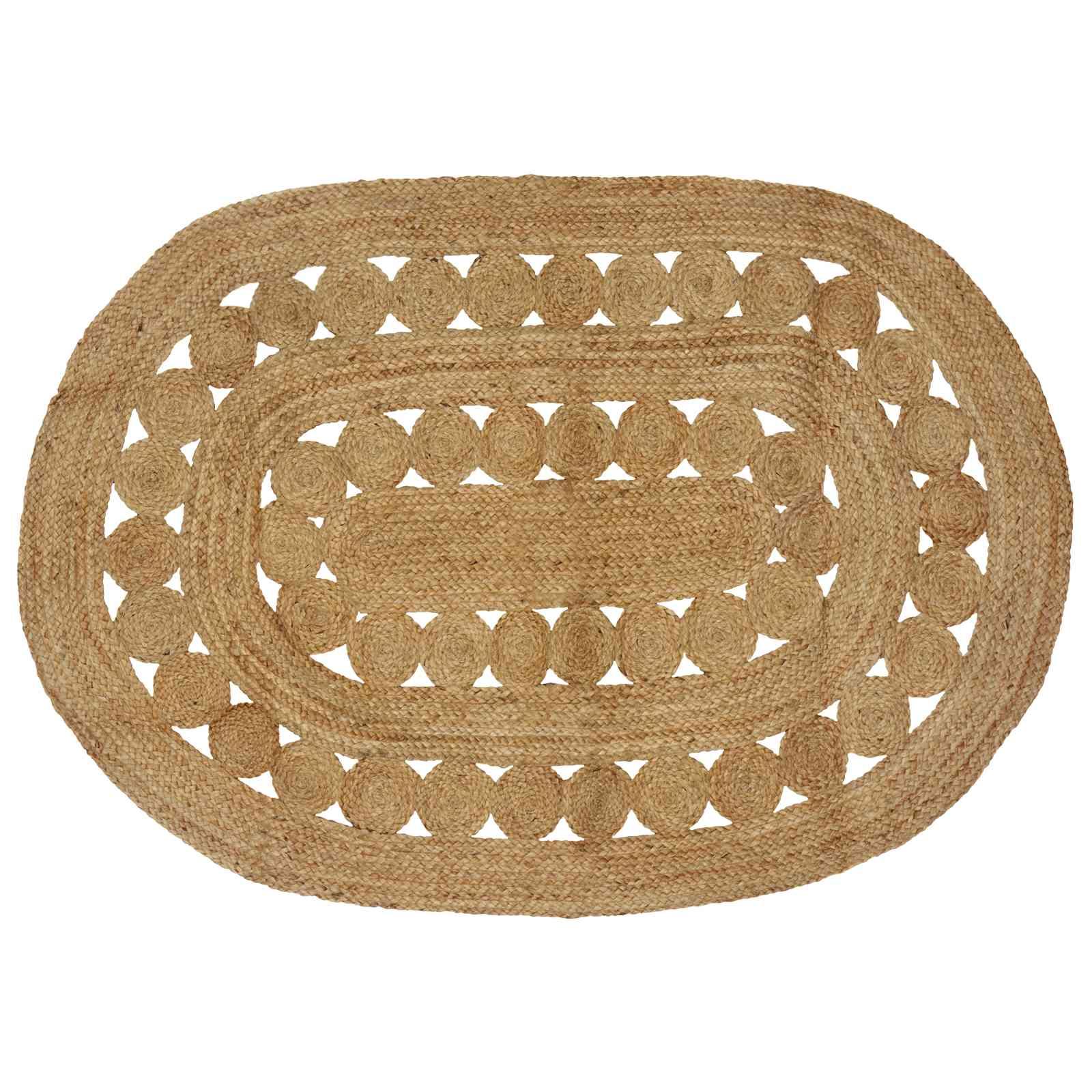 Områdetæppe i jute - naturfarvet 122 × 183 cm, håndlavet