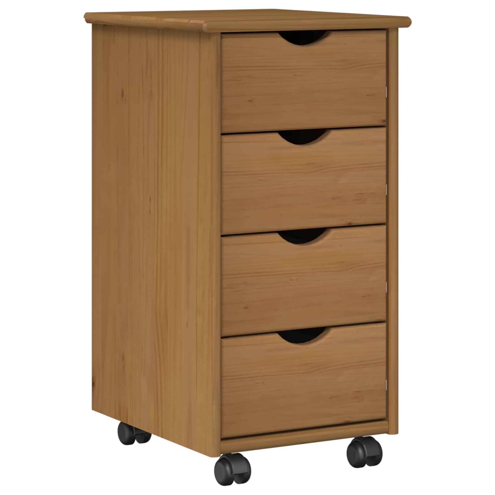 Rullende skab Honningbrun 34 x 39 x 65,5 cm Massivt fyrretræ