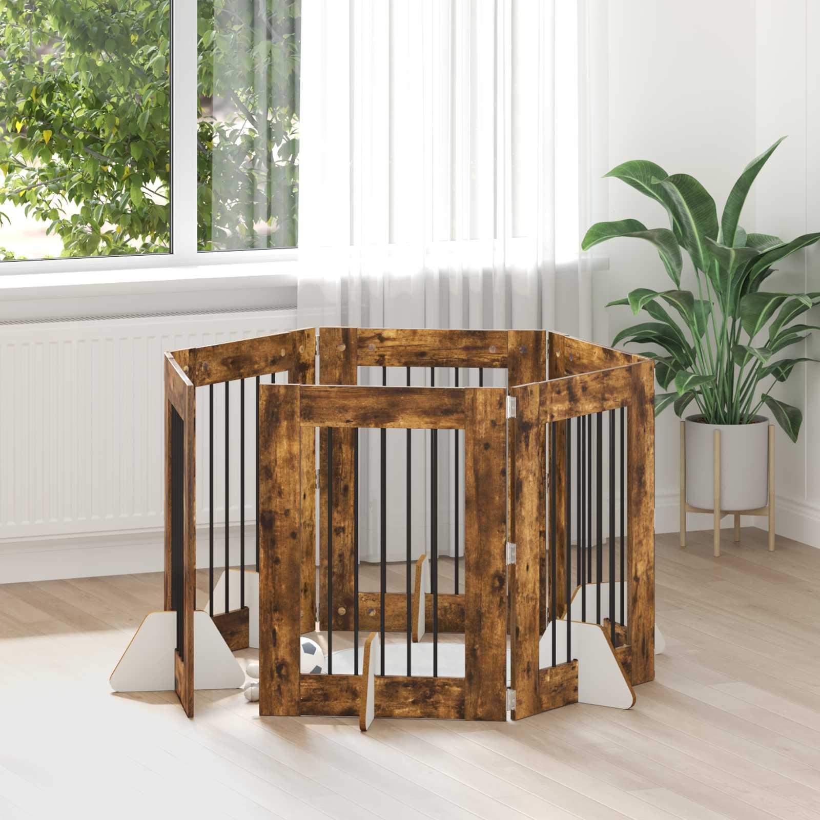 Hundehegn med stativer 6 stk Røget eg 60 x 80 cm