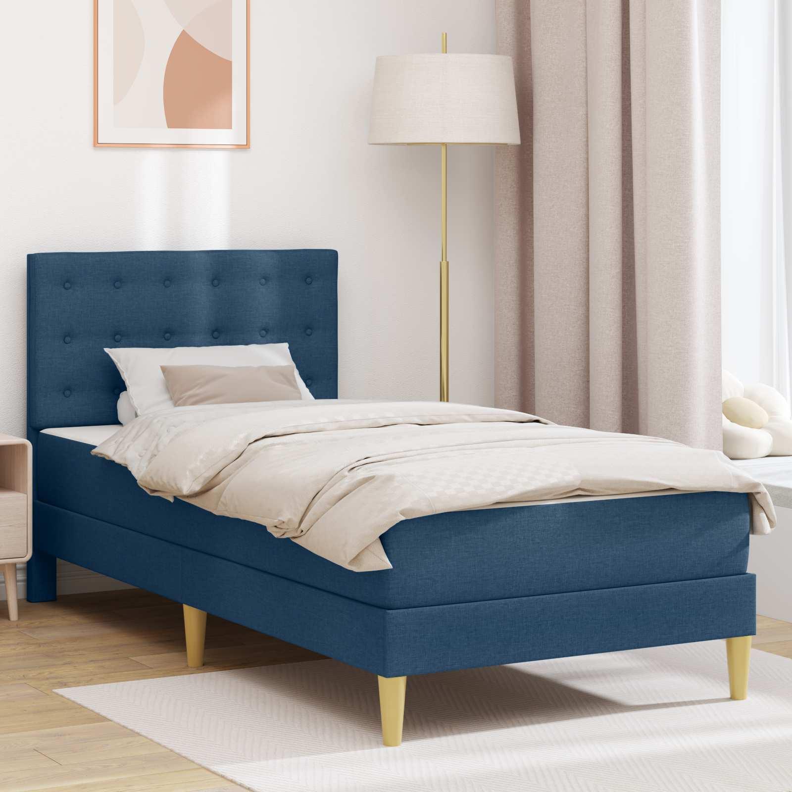 vidaXL Sengeramme med madras med hovedgærde Blå 100 x 200 cm Stof