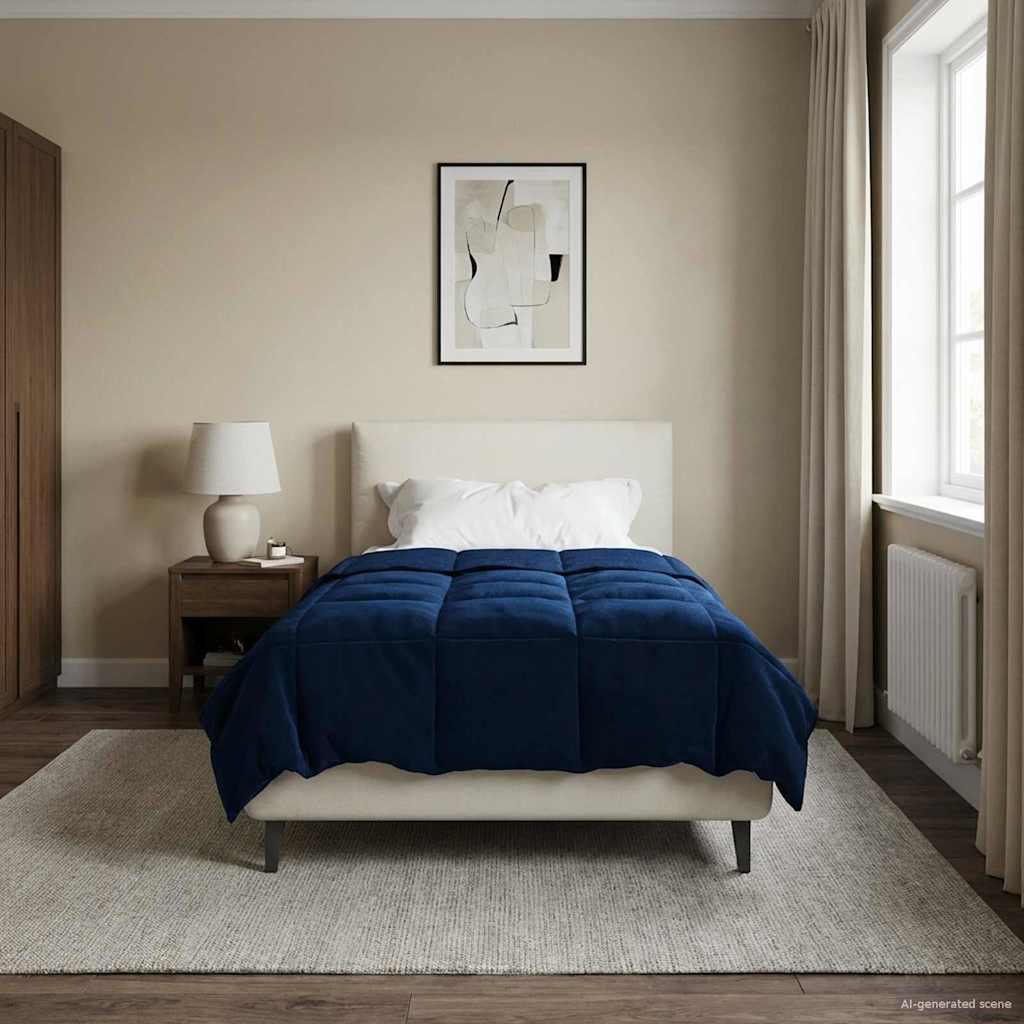 Sommerdyne med quilting - mørk blå 155 × 200 cm mikrofiber
