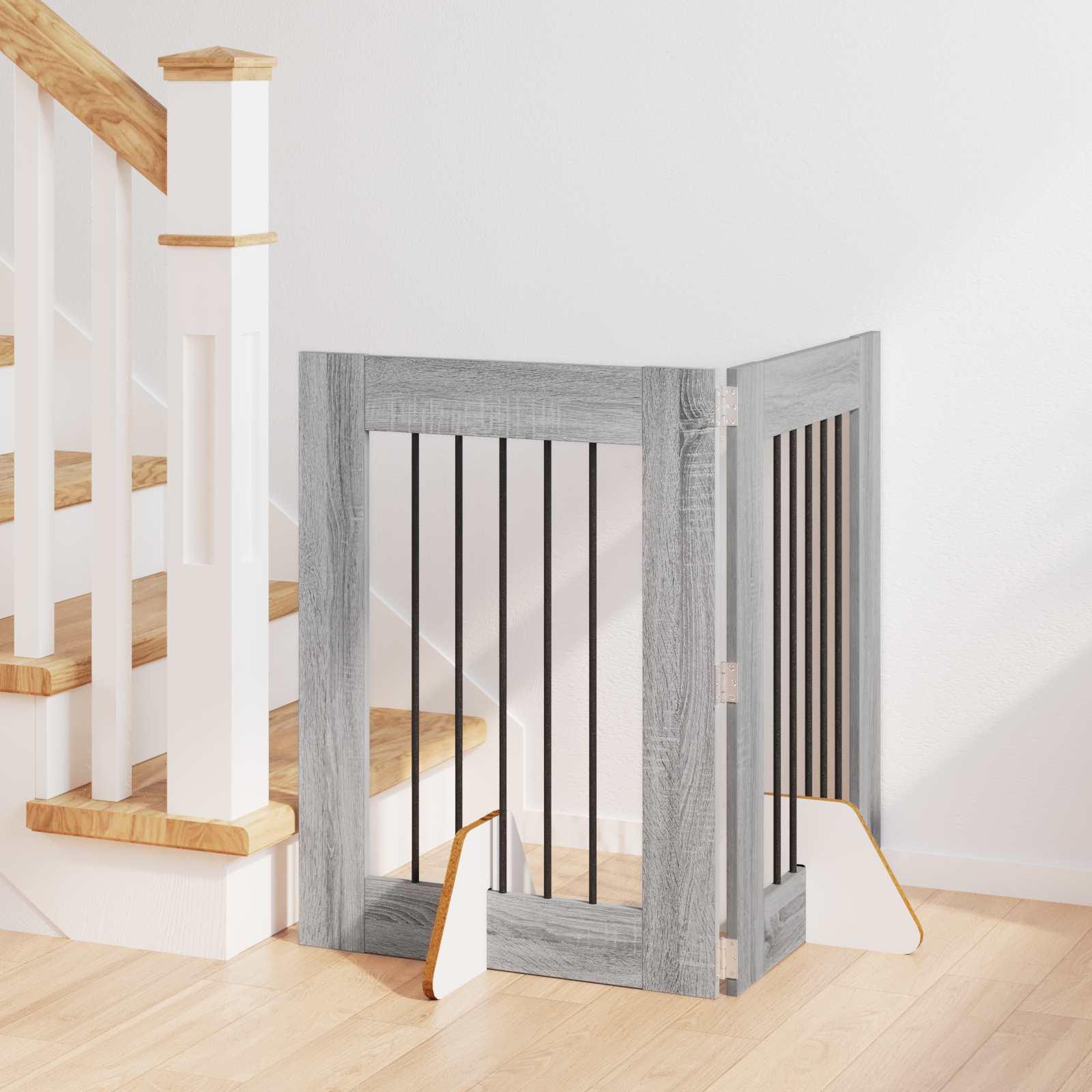 Hundehegn med stativer 2 stk Grå sonoma-eg 60 x 80 cm