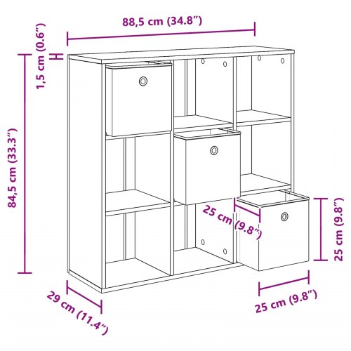 Sidebord med skuffe Hvid 88,5 x 29 x 84,5 cm